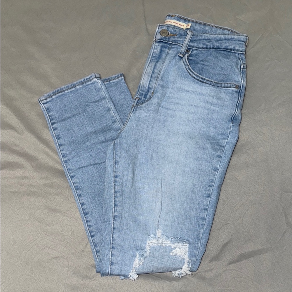 Levi's Blue Skinny Jeans Distressed Design